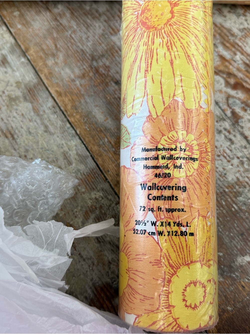 MCM Yellow & Orange Floral Wallpaper Roll